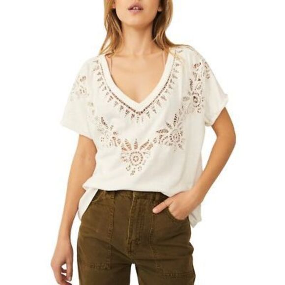 Free People Tops - Free People Lyla Top Ivory Crochet Size S Boho, Casual, Coastal